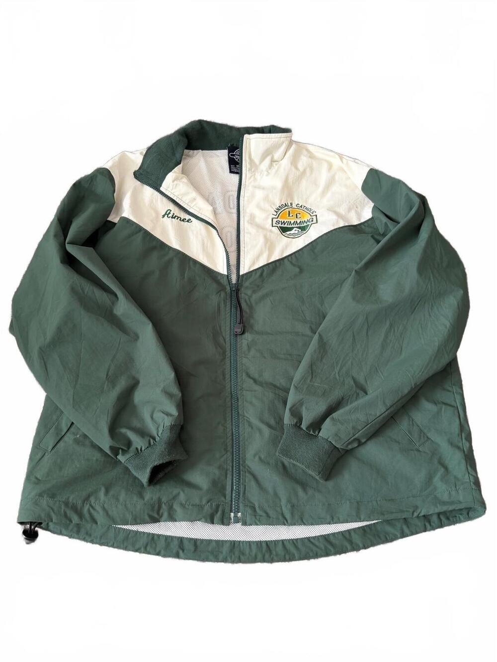 Charles River Lansdale Catholic Swimming Windbreaker Jacket Small Green Full Zip
